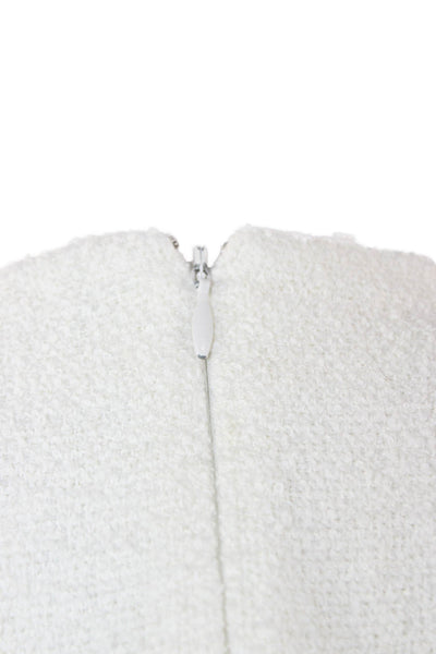 Theory Womens Shift Dress White Cotton Crew Neck Short Sleeve Zip Size 2
