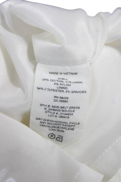 Theory Womens Shift Dress White Cotton Crew Neck Short Sleeve Zip Size 2