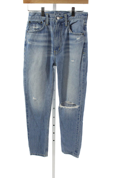 Etica Womens Skinny Jeans Blue Mid Rise Button 100% Cotton Inseam 27 Size 25