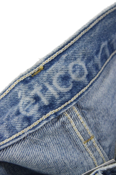 Etica Womens Skinny Jeans Blue Mid Rise Button 100% Cotton Inseam 27 Size 25