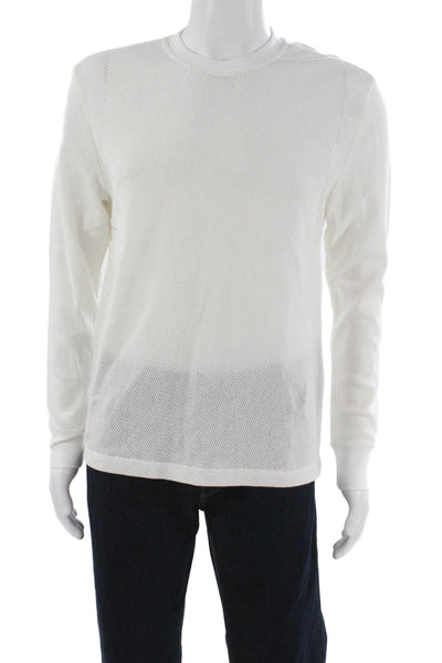 Todd Snyder Mens Basic Long Sleeve Crew Neck T-Shirt White 100% Cotton Size XS
