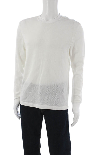 Todd Snyder Mens Basic Long Sleeve Crew Neck T-Shirt White 100% Cotton Size XS