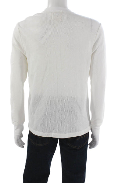 Todd Snyder Mens Basic Long Sleeve Crew Neck T-Shirt White 100% Cotton Size XS