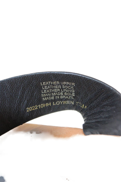 Melani Womens Cross Strap Knotted Leather Slide Sandals Black Size 7.5