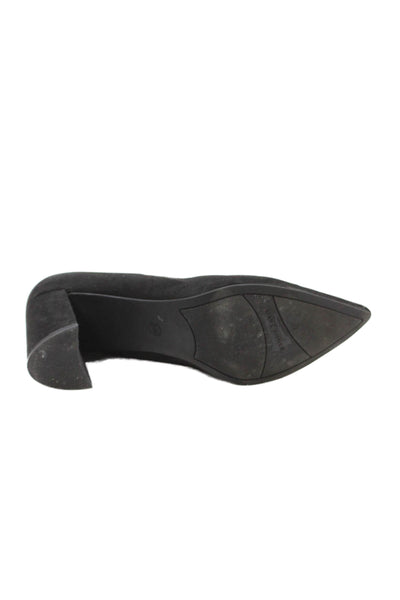 Marc Fisher Womens Slip On Block Heel Pointed Toe Pumps Black Suede Size 6.5
