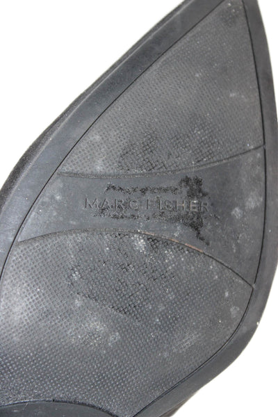 Marc Fisher Womens Slip On Block Heel Pointed Toe Pumps Black Suede Size 6.5
