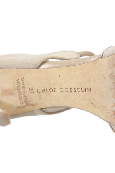 Chloe Gosselin Womens Back Zip Stiletto Triple Ankle Strap Sandals Brown Size 37