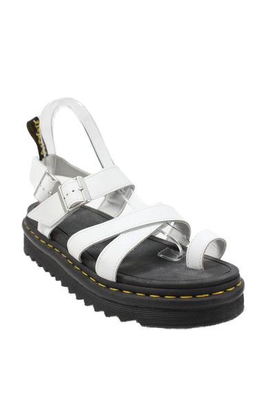 Dr. Martens Womens Platform Cross Ankle Strap Sandals White Leather Size 8