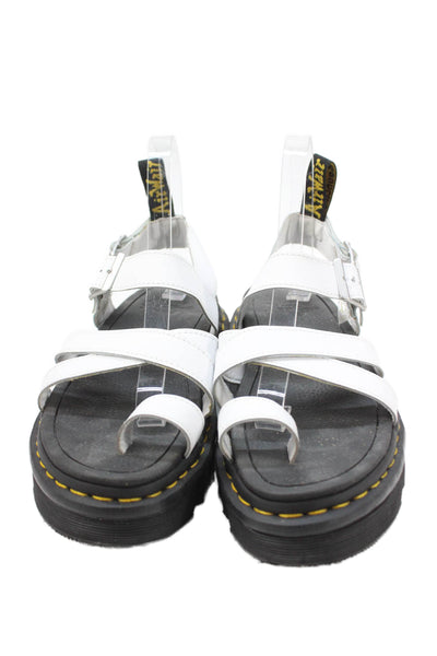 Dr. Martens Womens Platform Cross Ankle Strap Sandals White Leather Size 8