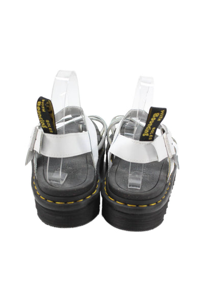 Dr. Martens Womens Platform Cross Ankle Strap Sandals White Leather Size 8