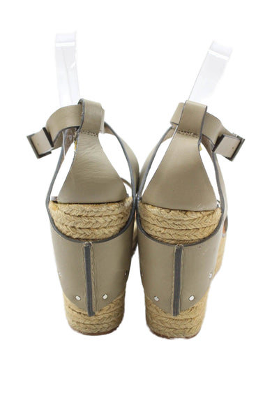 See by Chloe Womens Wedge Heel Platform Ankle Strap Espadrilles Sandals Brown 37
