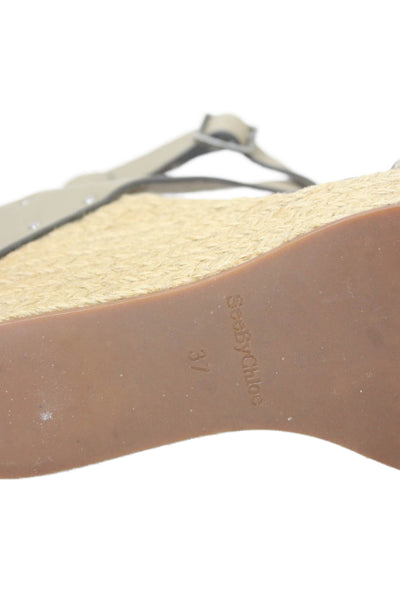 See by Chloe Womens Wedge Heel Platform Ankle Strap Espadrilles Sandals Brown 37