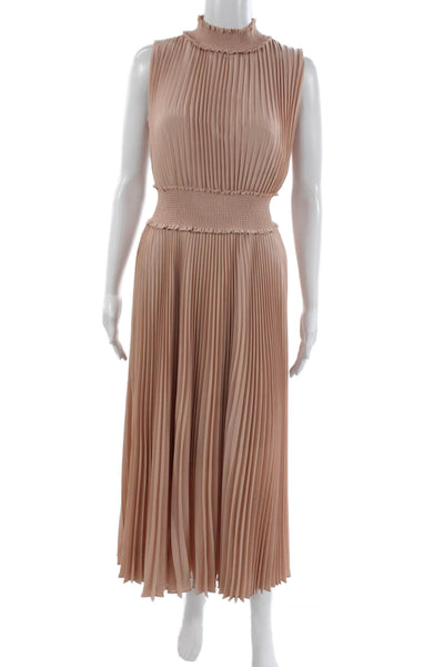 Nanette Nanette Lepore Womens Fit&Flare Dress Beige Mock Neck Sleeveless Size 2