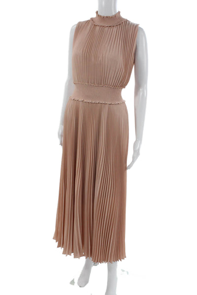Nanette Nanette Lepore Womens Fit&Flare Dress Beige Mock Neck Sleeveless Size 2
