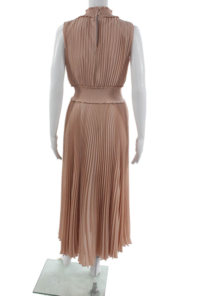 Nanette Nanette Lepore Womens Fit&Flare Dress Beige Mock Neck Sleeveless Size 2