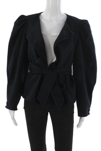 Ulla Johnson Womens Wool Blue Basic Jacket Tie Long Sleeve Size M
