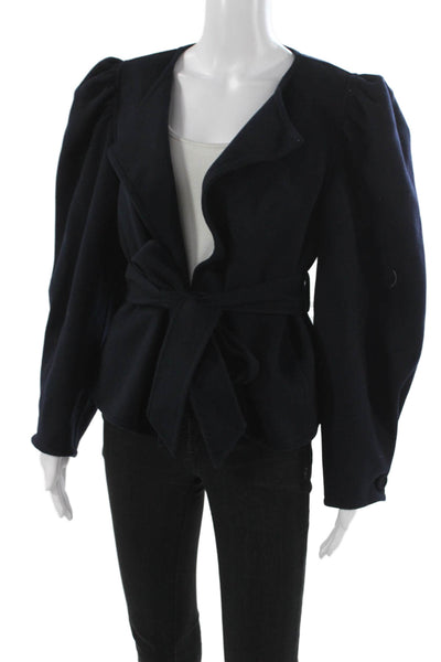 Ulla Johnson Womens Wool Blue Basic Jacket Tie Long Sleeve Size M