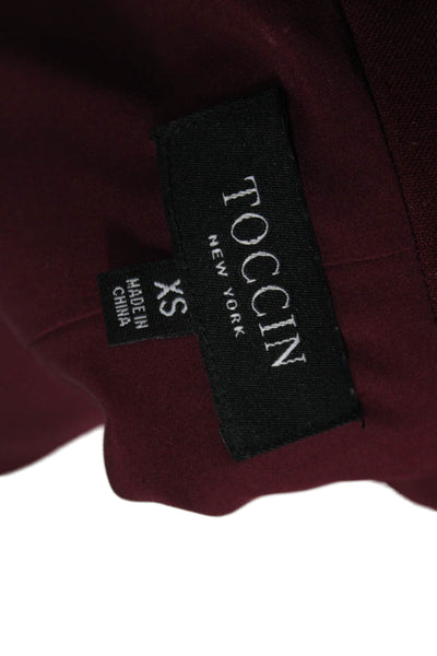 Toccin Womens Red Overcoat 3/4 Sleeve Polyester Blend Size XS
