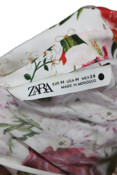 Zara Women Floral Collared Maxi Dress Multicolor Long Sleeve Button Size M