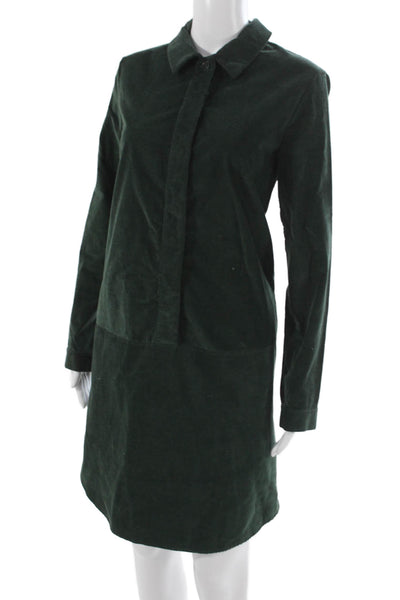 COS Womens Shirt Dress Green Collared Long Sleeve Cotton Knee Length Size 6