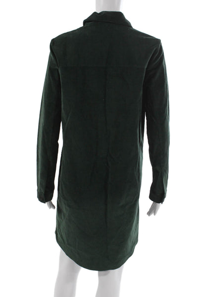 COS Womens Shirt Dress Green Collared Long Sleeve Cotton Knee Length Size 6