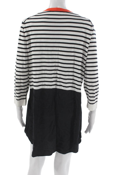 COS Women Shirt Dress Black Striped Cotton 3/4 Sleeve Button Size M