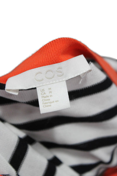 COS Women Shirt Dress Black Striped Cotton 3/4 Sleeve Button Size M