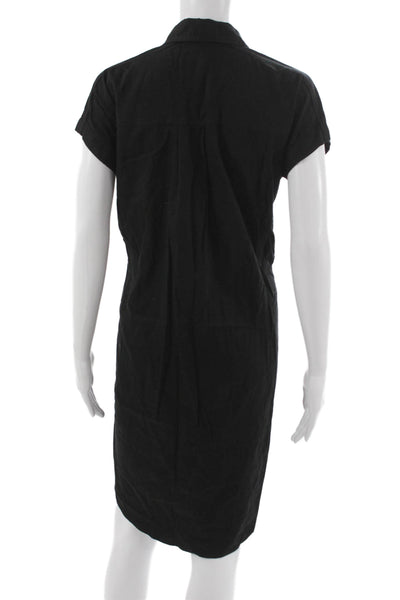 Eileen Fisher Women Shirt Dress Black Cotton Short Sleeve Button Size PS