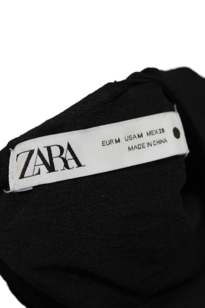 Zara Womens Trapeze Swing Dress Black Long Sleeve Knee Length Size M