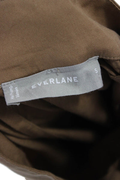 Everlane Women Trapeze Swing Dress Brown Mock Neck Short Sleeve Size S