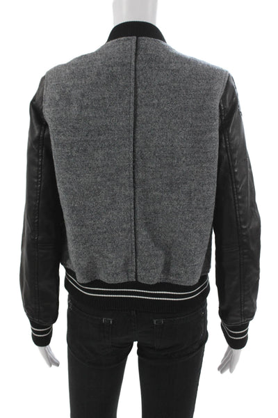 Blank NYC Womens Gray Wool Bomber Jacket Zip Closure Size S