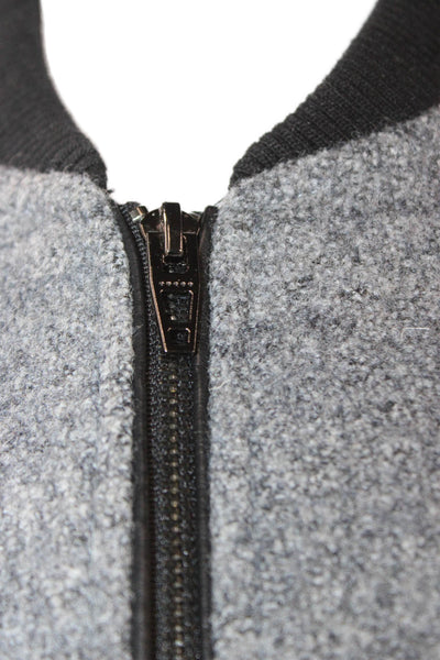 Blank NYC Womens Gray Wool Bomber Jacket Zip Closure Size S