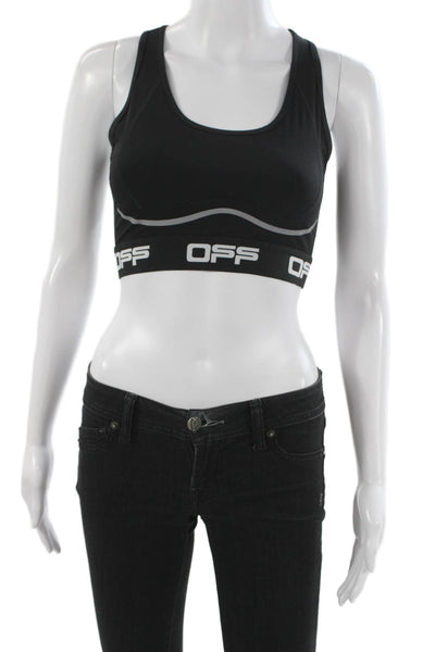 Off White Womens Cut Out Pullover Sports Bra Black Size Extra Small