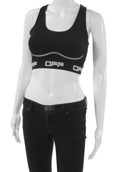 Off White Womens Cut Out Pullover Sports Bra Black Size Extra Small