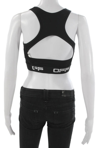 Off White Womens Cut Out Pullover Sports Bra Black Size Extra Small