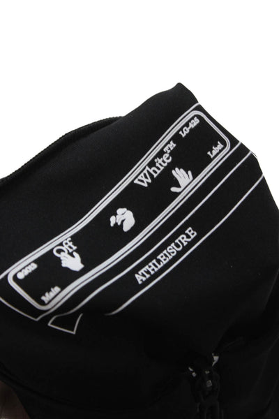 Off White Women Black Cropped Sleeveless Tank Mock Neck Zip Polyester Size S