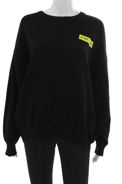 Zara Knit Womens Pullover Sweater Black Viscose Crew Neck Long Sleeve Size S