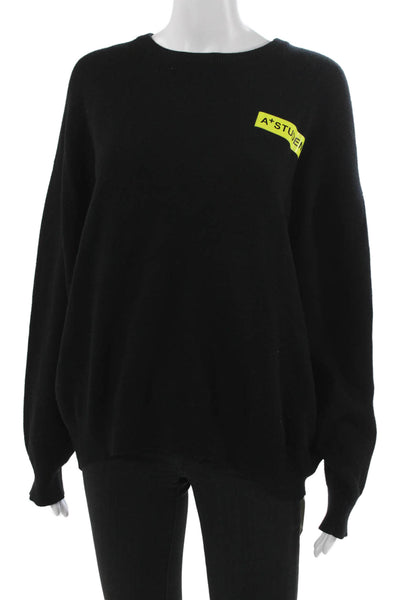 Zara Knit Womens Pullover Sweater Black Viscose Crew Neck Long Sleeve Size S