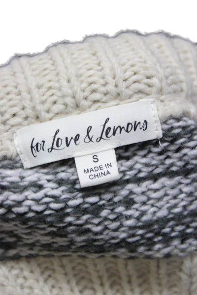 For Love & Lemons Women Brown Geometric Crewneck Pullover Sweater Size S