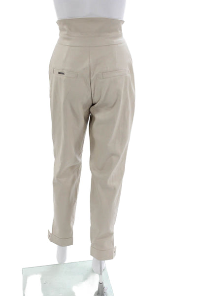 Maniere De Voir Womens Beige Ankle Pants Buckle 55% Polyester Size 6