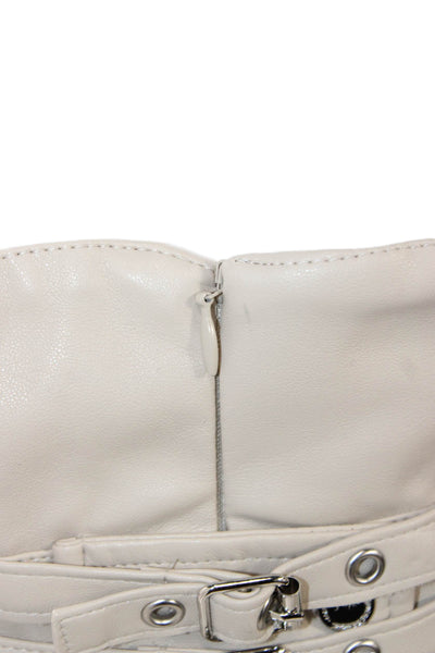 Maniere De Voir Womens Beige Ankle Pants Buckle 55% Polyester Size 6