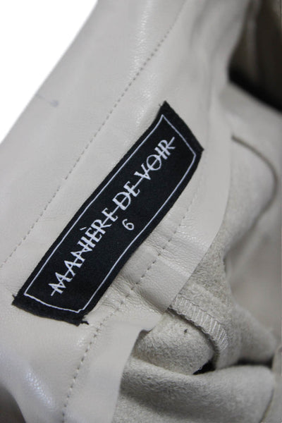 Maniere De Voir Womens Beige Ankle Pants Buckle 55% Polyester Size 6