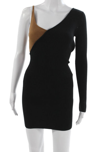 Le Lis Womens One Shoulder Long Sleeve Black Colorblock Mini Dress Size S