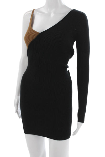 Le Lis Womens One Shoulder Long Sleeve Black Colorblock Mini Dress Size S
