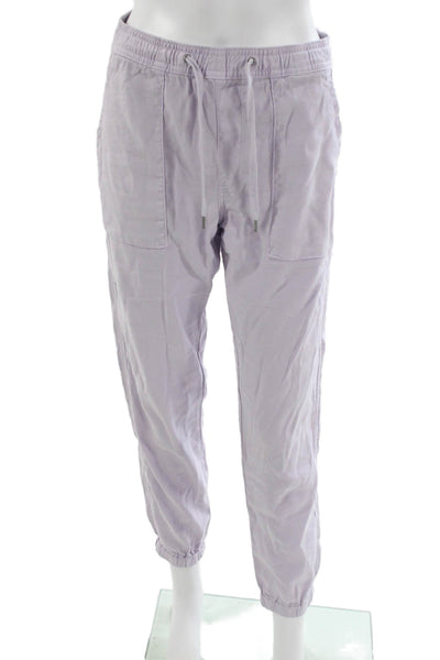 Hudson Womens Linen Jogger Pants Purple Drawstring Size XS