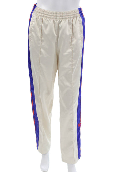 Adidas Unisex Adults Track Pants Beige Striped Polyester Pull On Size XS