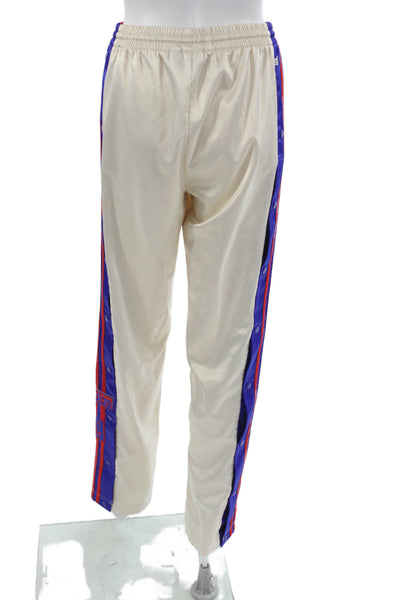 Adidas Unisex Adults Track Pants Beige Striped Polyester Pull On Size XS