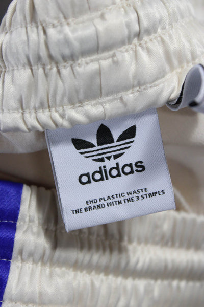 Adidas Unisex Adults Track Pants Beige Striped Polyester Pull On Size XS