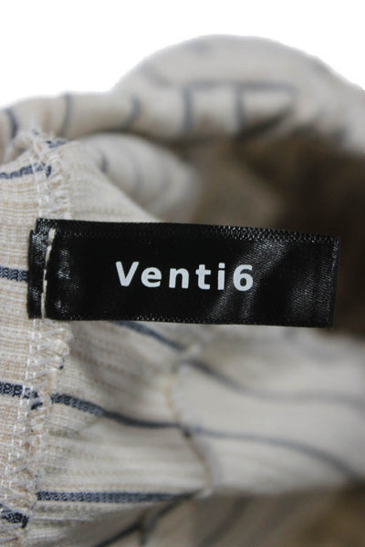 Venti 6 Women Jogger Pants Beige Striped Drawstring Cotton Size S