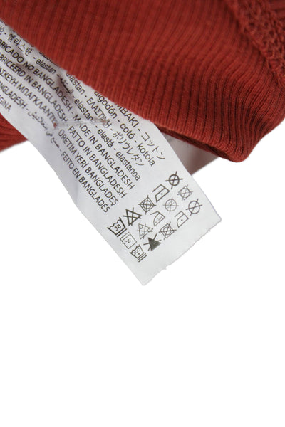 Zara Womens One Piece Bodysuit Turtleneck Sleeveless Orange 95% Cotton Size S